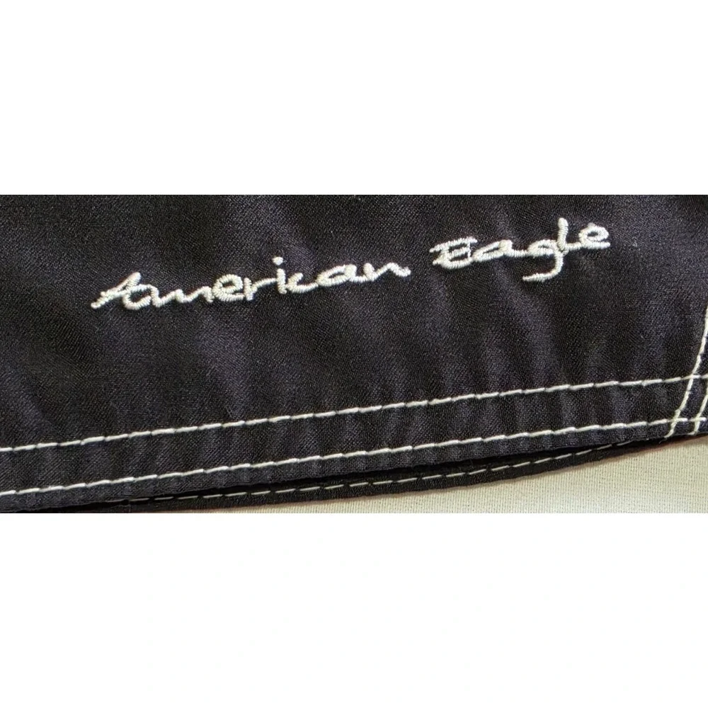 American Eagle Board Shorts Men 34 Red White Black Cargo Pocket Surf Swim Trunks